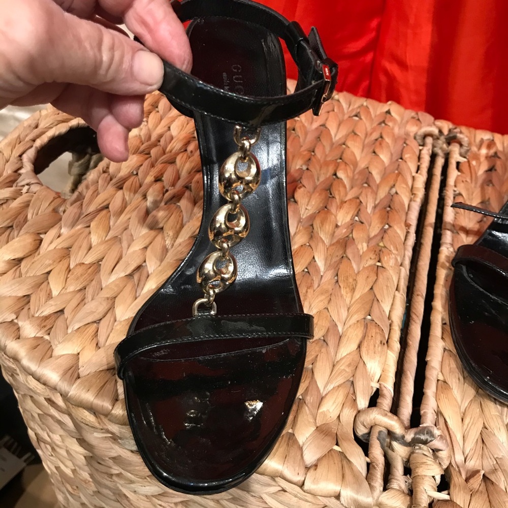 GUCCI chain sandal heels Sz 7.5
